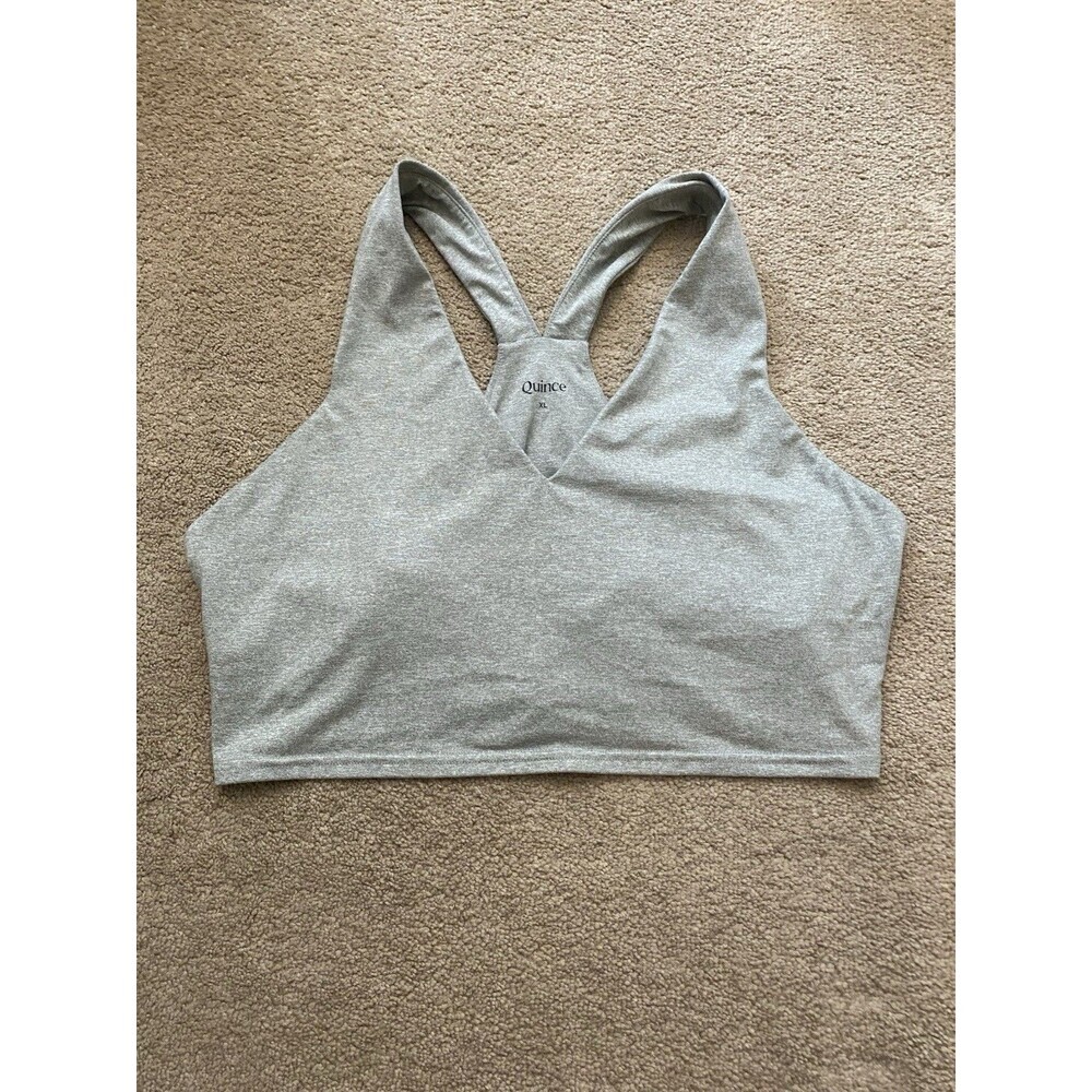Quince Ultra-Soft V-Neck Cropped Tank Heather Aloe Green Color Women’s Size XL